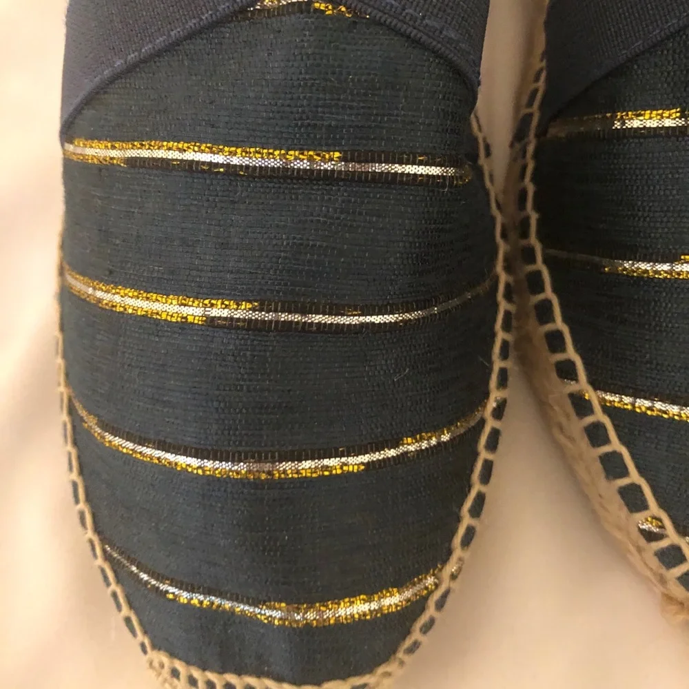 Women's Navy Blue Espadrille Slingback with Gold Accent